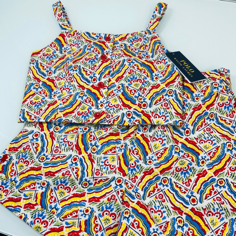 Polo Ralph Lauren Girls 8 Riviera 2-Piece Top and Shorts Set NEW Cotton Boho‎